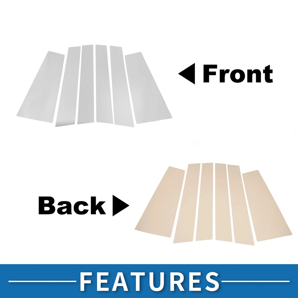 Set of 6 Door Pillar Window Trim for Toyota Highlander (2015–2021) Chrome