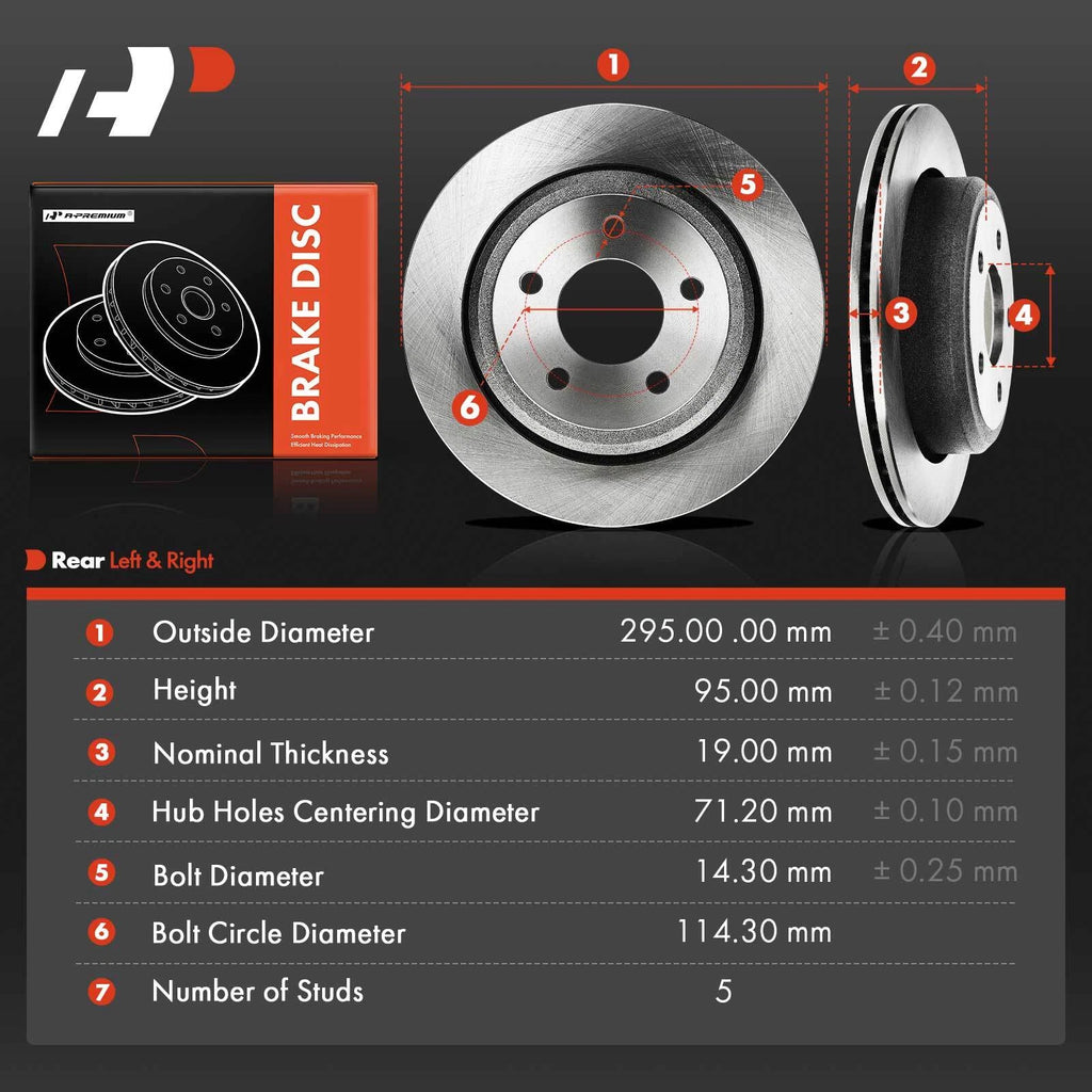 Rear Disc Brake Rotors for Ford Ranger (2010–2011) 11.6 in