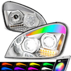 Chrome Housing Amber Corner Projector Headlights for Freightliner Cascadia (2008–2017)