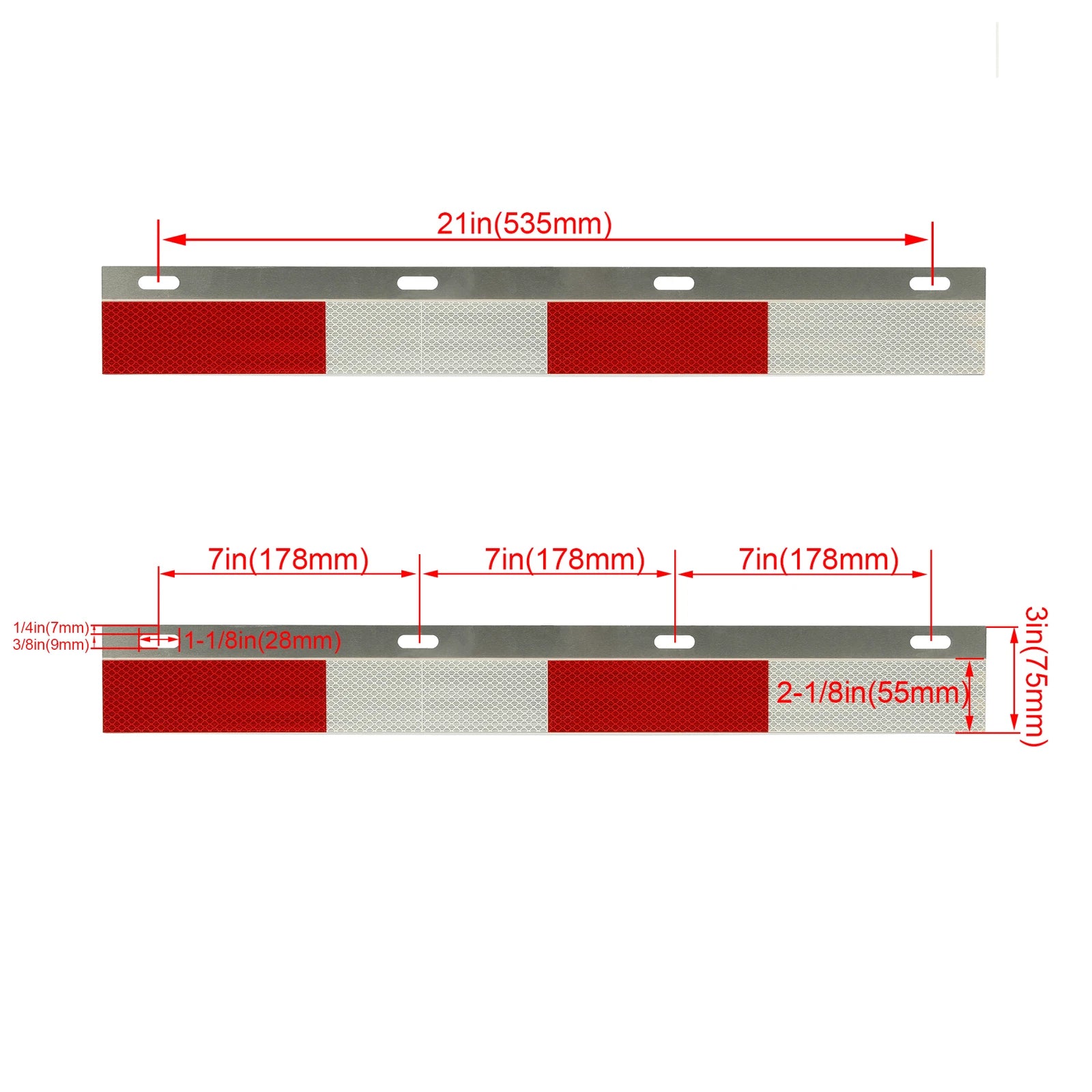 Mud Flap Hanger Reflector Plates for Truck Trailer (24"x3")