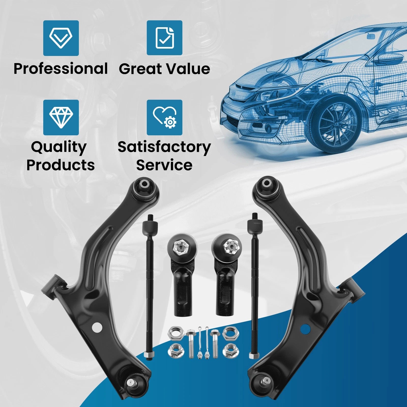 6x Front Lower Control Arm Tie Rod End for Mazda Escape Tribute (2008–2009) ES3631