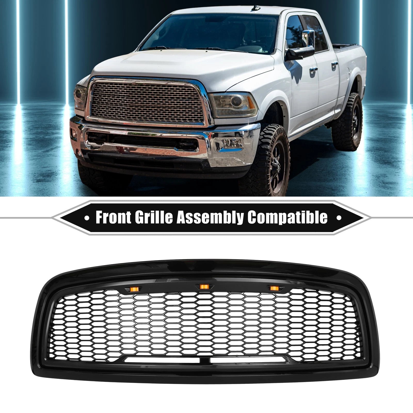 Front Grille Assembly with LED Lights for Dodge Ram 3500 (2010)