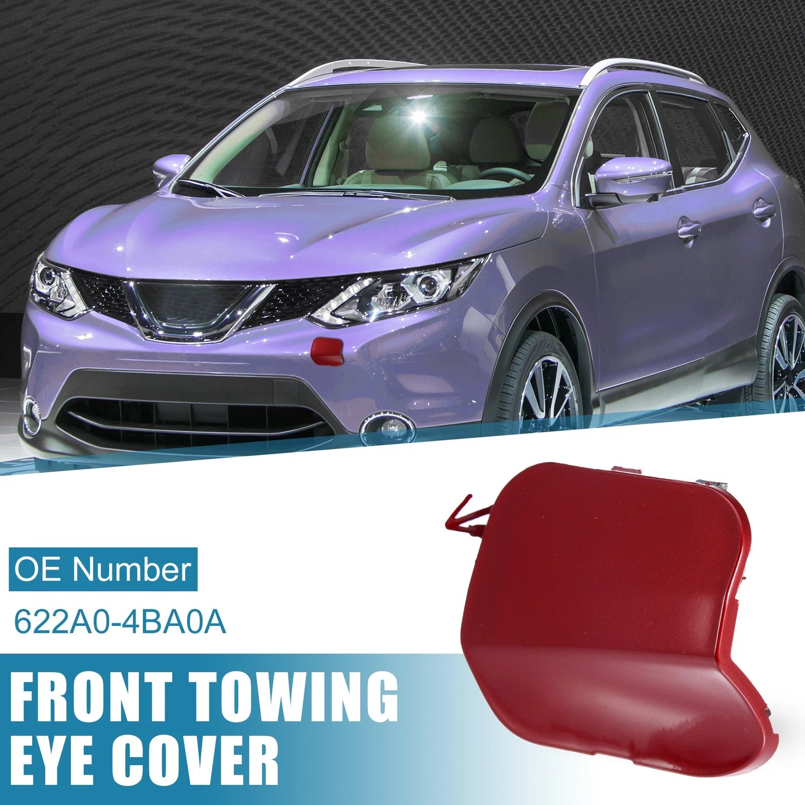 Front Bumper Tow Hook Cover 622A0-4BA0A for Nissan Rogue (2014–2016) Red