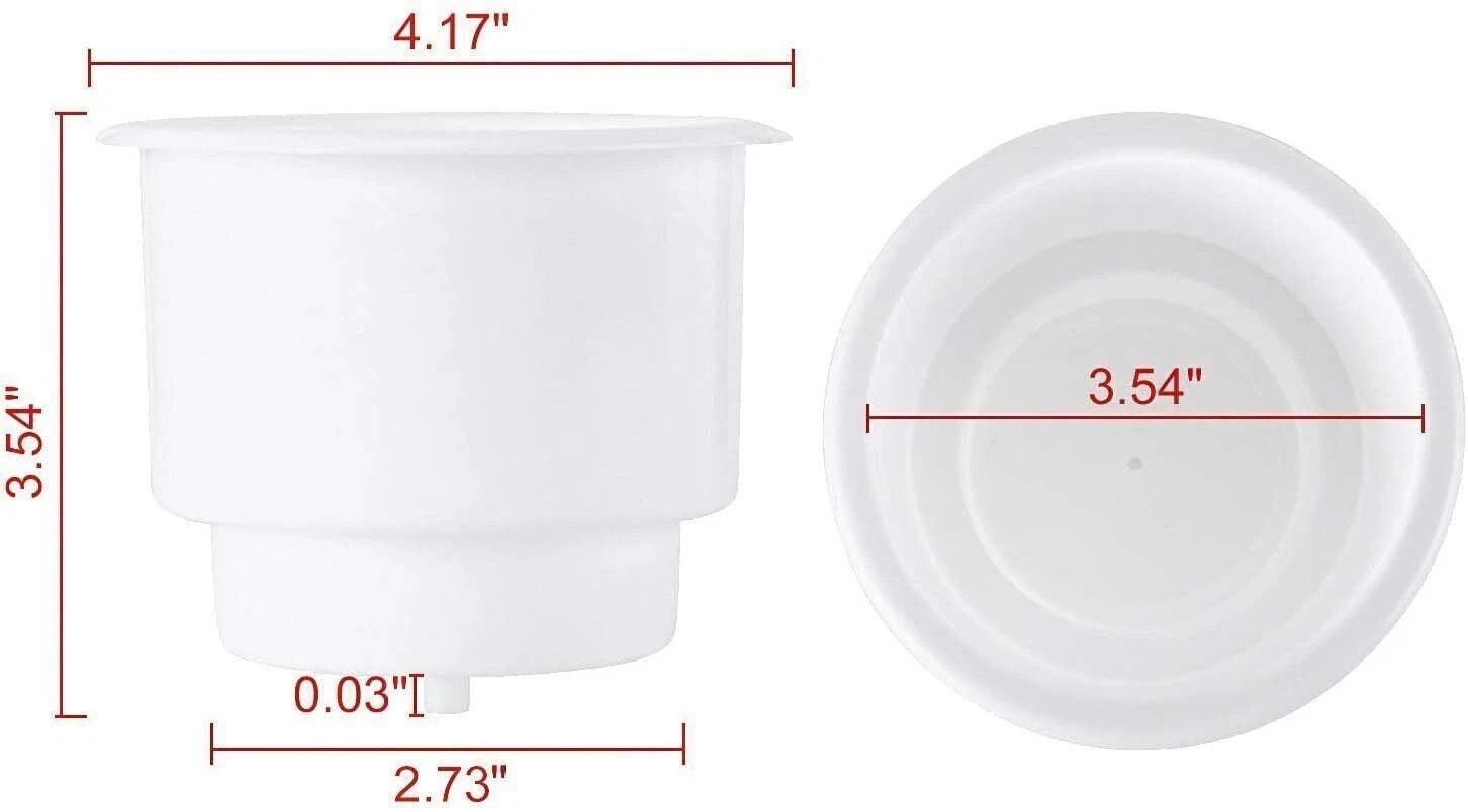 10Pcs White Recessed Plastic Cup Drink Holder with Drain for Boat