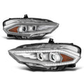 Full LED 3D Light Bar Dual Projector Chrome Headlights for Ford Mustang (2018–2023)
