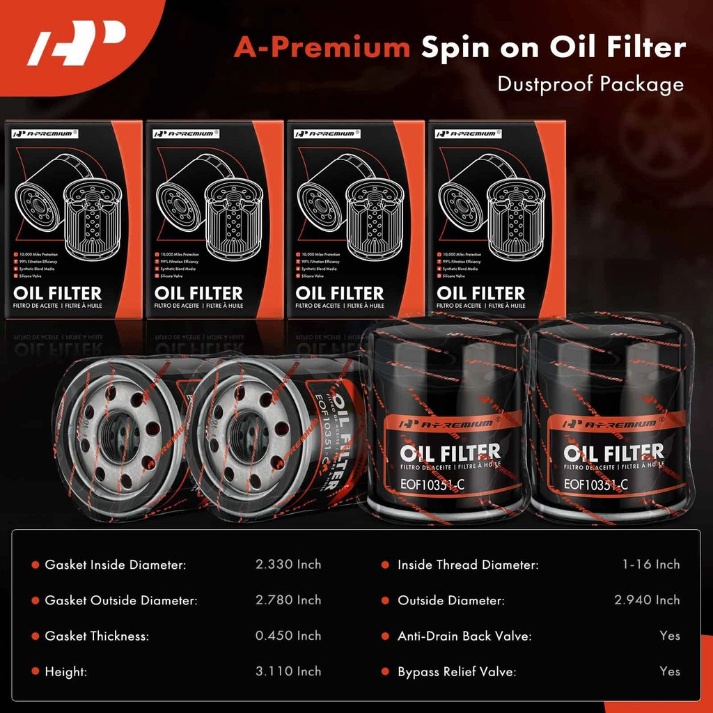 Set of 4 Engine Oil Filters for Chevy Silverado 1500 (2019–2024)