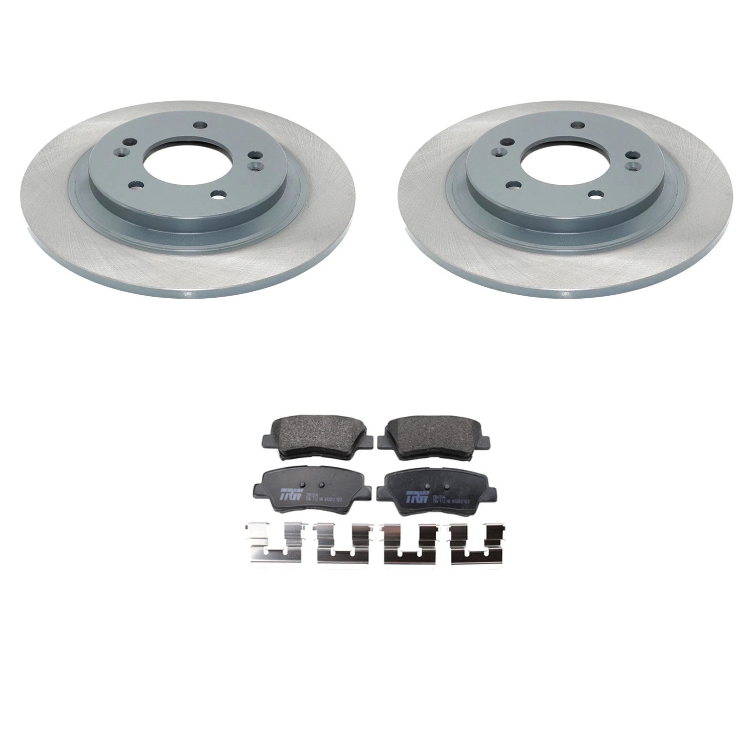 Set of 2 DuraGo Rear Rotors & TRW Pro Low-Met Disc Brake Pads for Sonata Cadenza Soul EV (2011–2023)