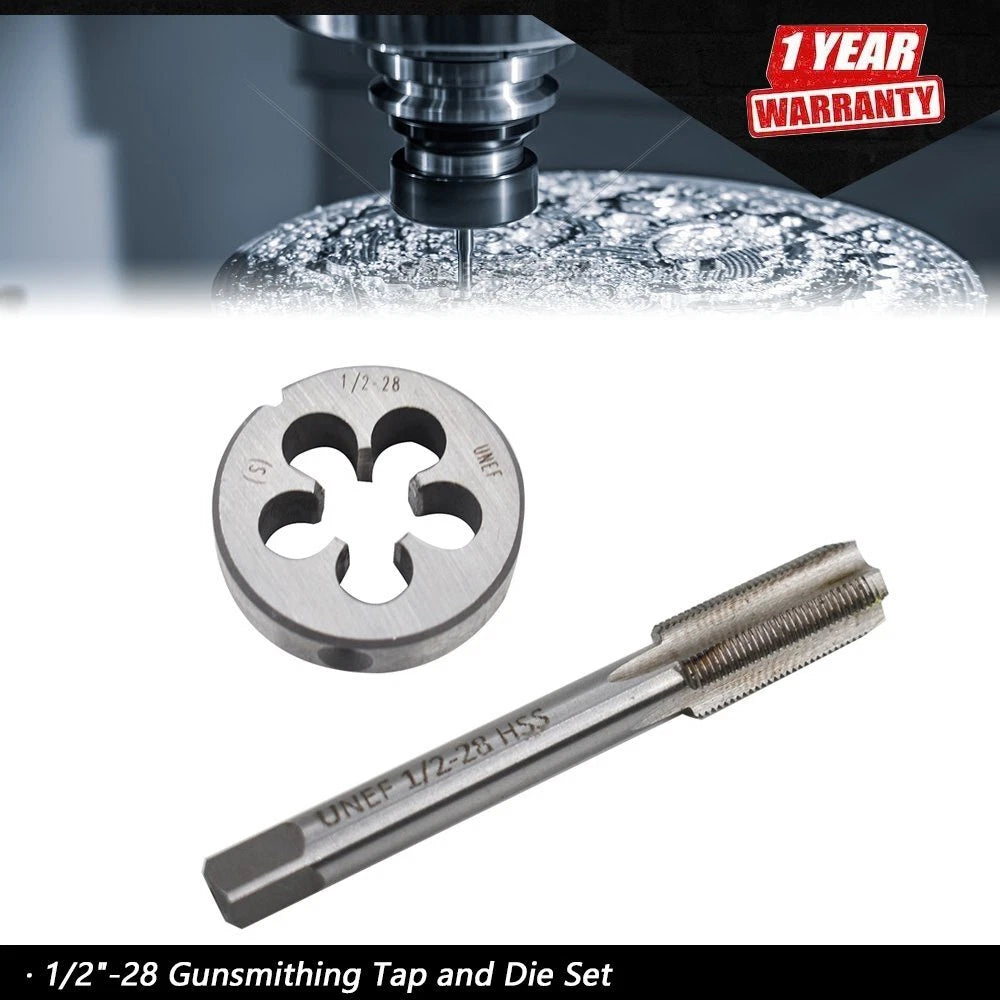 Gunsmithing Tap and Die Set for 22LR 223 5.56 9mm (1/2"-28)