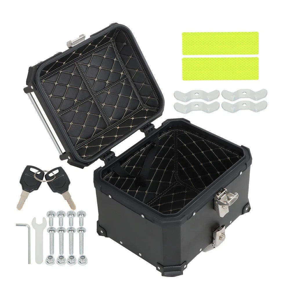 45-Litre Motorcycle Top Box for Scooter (Waterproof, Black/Silver)