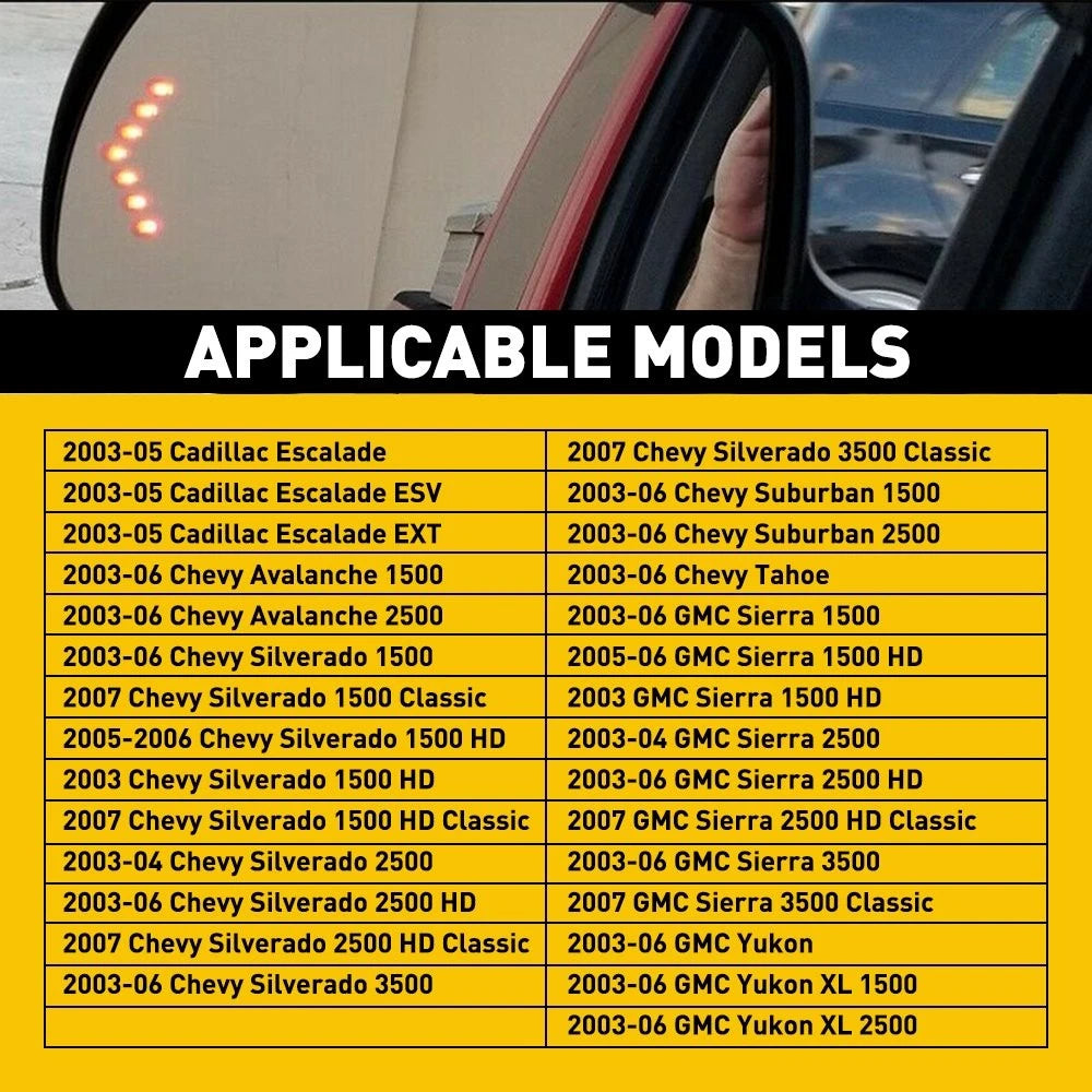 Mirror Glass with Heated Turn Signal for GMC Chevy Cadillac (2003–2007)