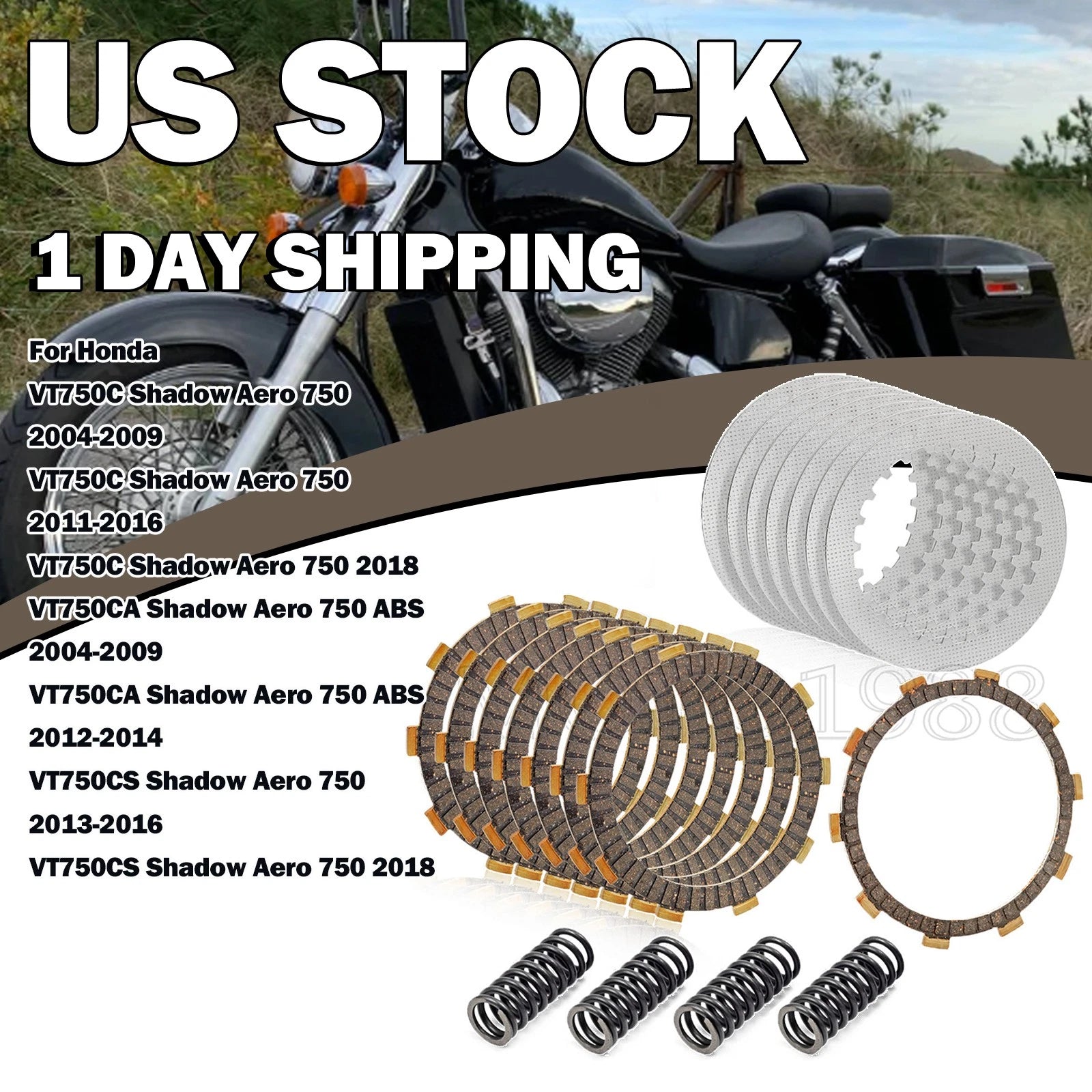Clutch Friction Steel Plates Kit for Honda Shadow ACE 750 VT750CD (1998–2003)
