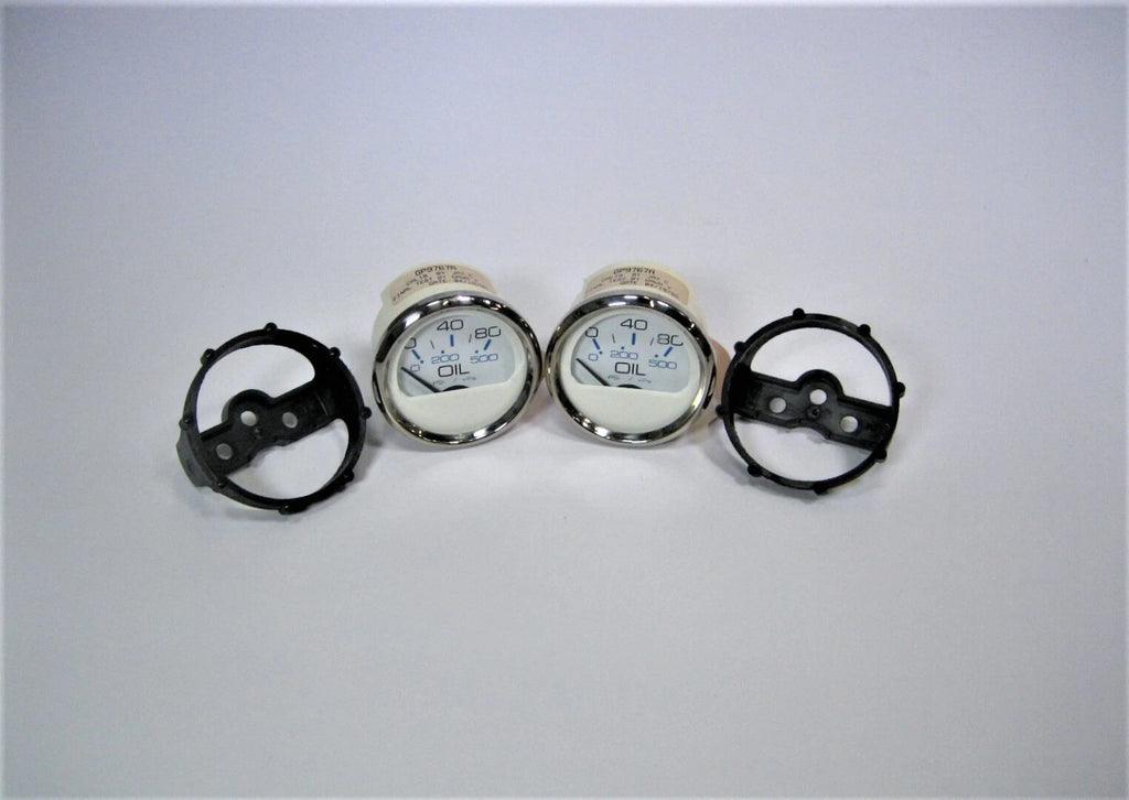 Set of 2 Faria GP9767A 2" Chesapeake White 80 PSI Oil Pressure Gauges