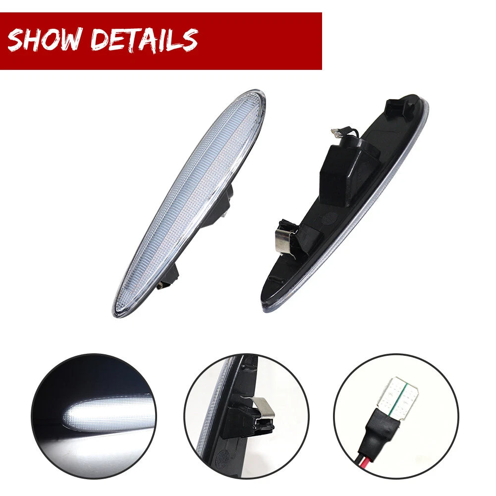 Set of 4 Clear White LED Side Marker Lamps for Nissan Maxima (2000–2003)