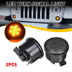 2X Front Turn Signal Lights for Jeep Wrangler JK (2007–2018) Amber LED Smoked