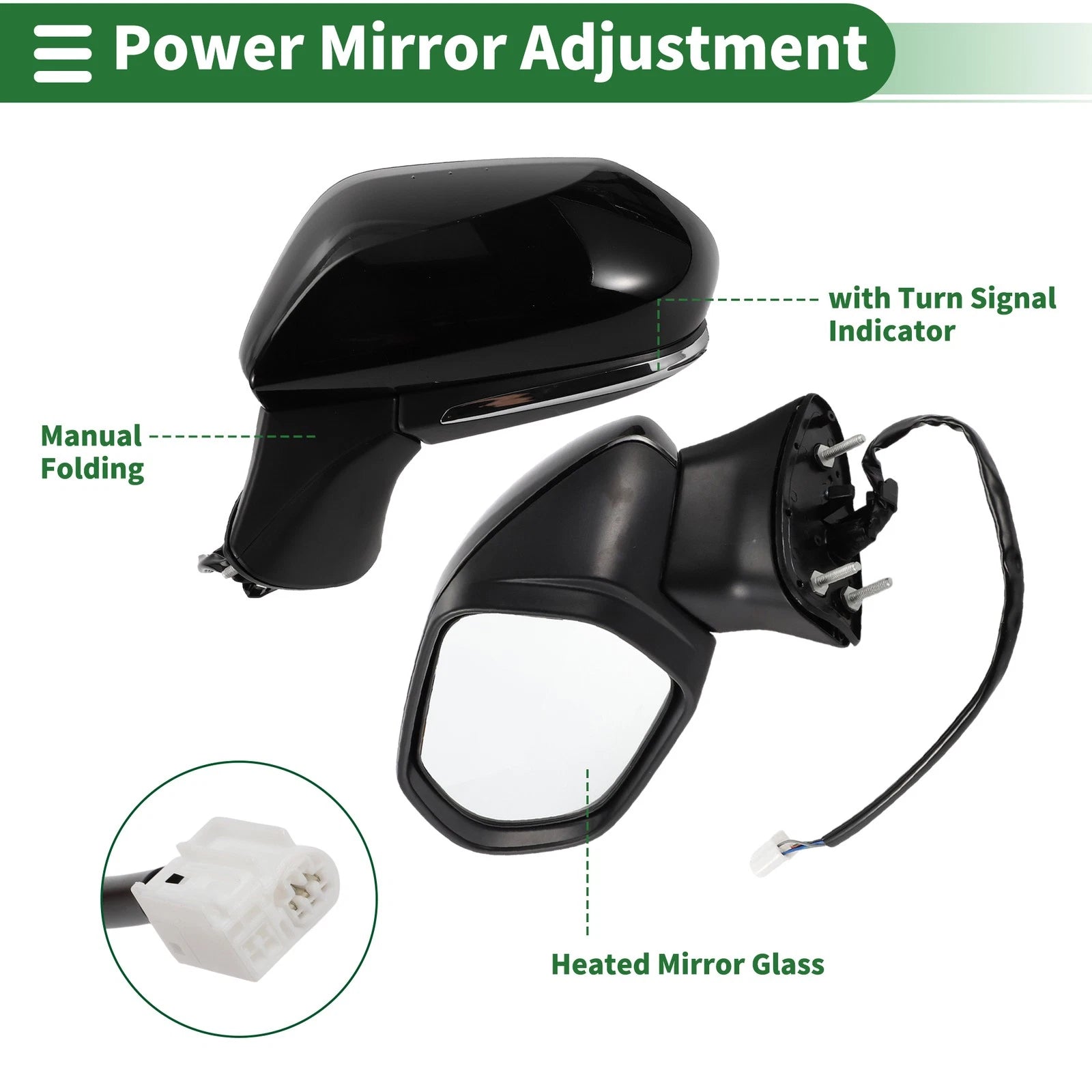 Left Side Door Mirror for Toyota Camry (2018–2023) Manual Folding Gloss Black