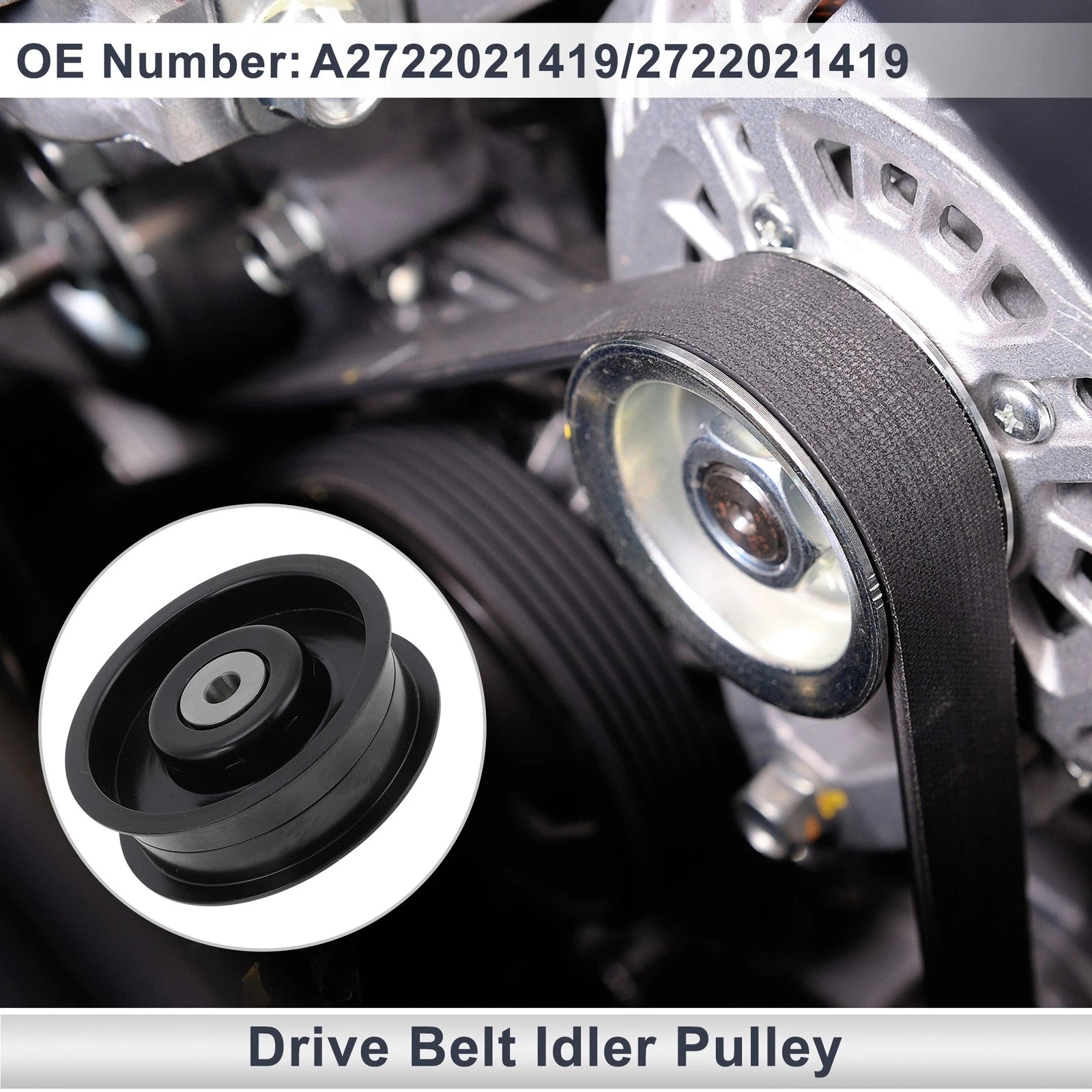 Drive Belt Idler Pulley for Mercedes-Benz W463 (2009–2014) No.A2722021419 Black
