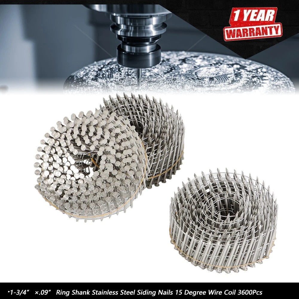 Set of 3600 Stainless Steel Siding Nails for 15 Degree Wire Coil