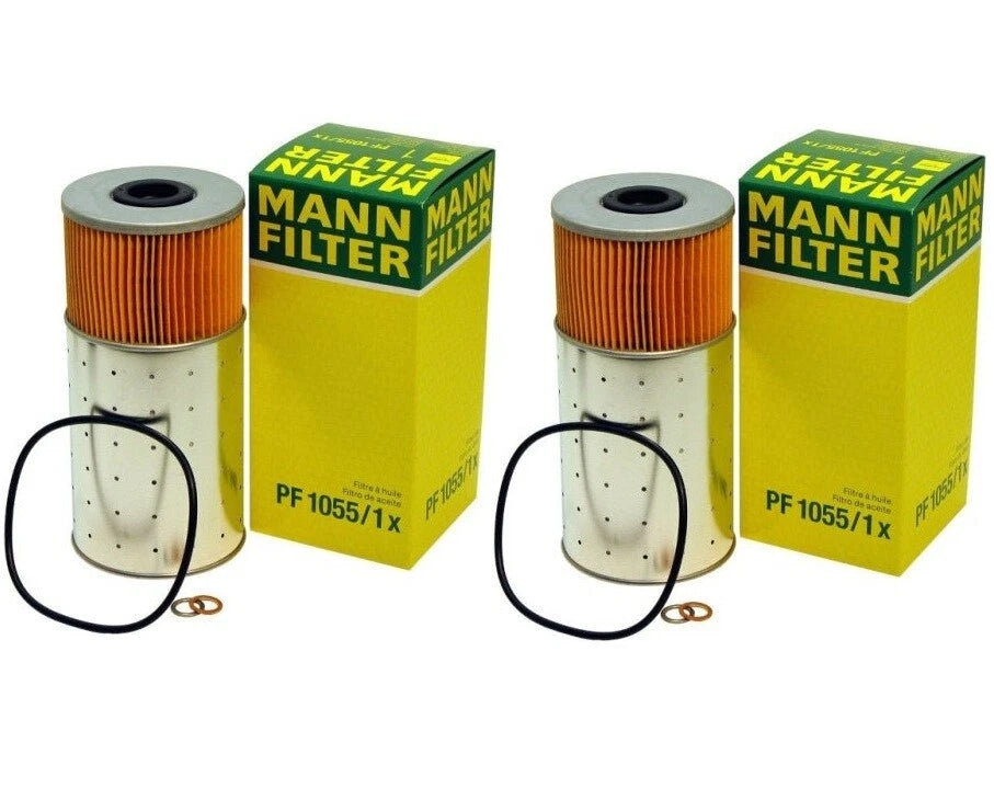 Set of 2 Engine Oil Filters Mann PF 1055/1 X for Mercedes W123 W126