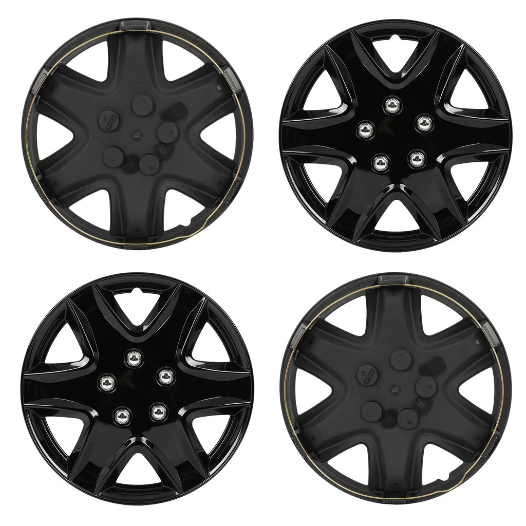Set of 4 Black Wheel Hub Caps for R15 Tire 4 Lug Wheel