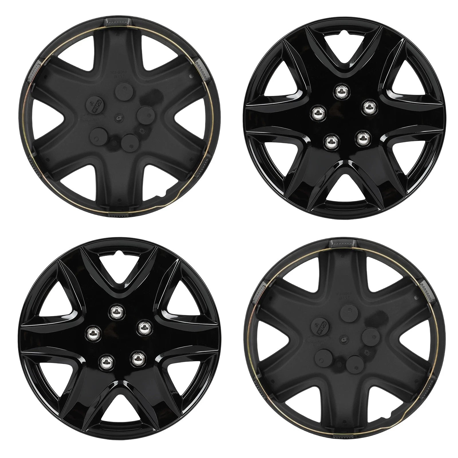 Set of 4 Black Wheel Hub Caps for R15 Tire 4 Lug Wheel