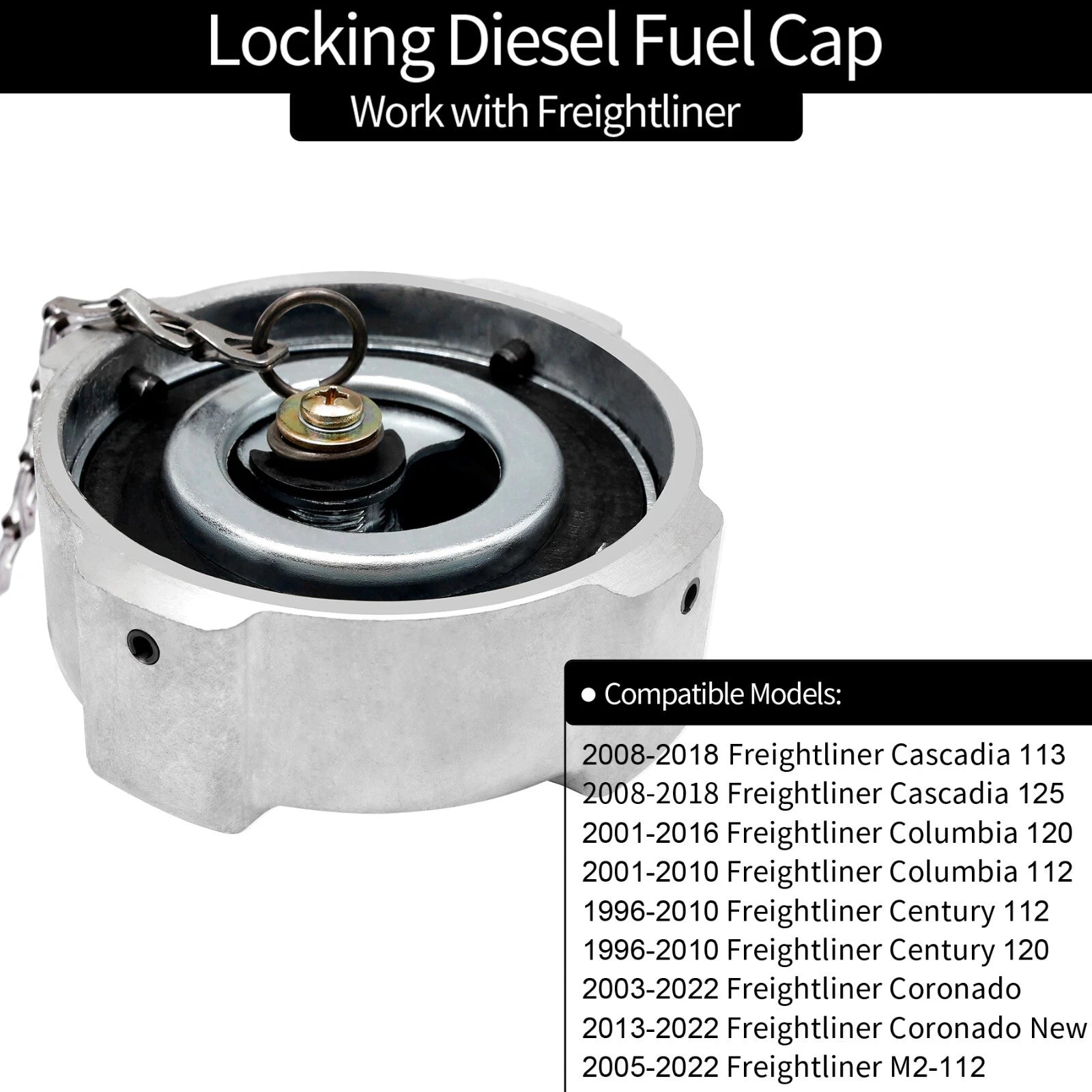 Locking Diesel Fuel Cap for Freightliner Cascadia Columbia (1996-2018)