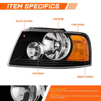 Driver Side Black Amber Headlight for Ford Expedition (2003–2006)