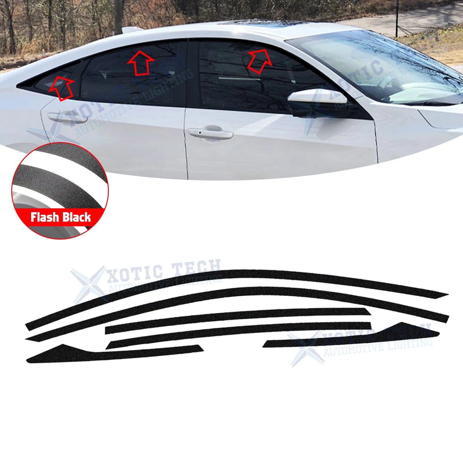 Blackout Window Vinyl Cover for Honda Civic (2016–2021)