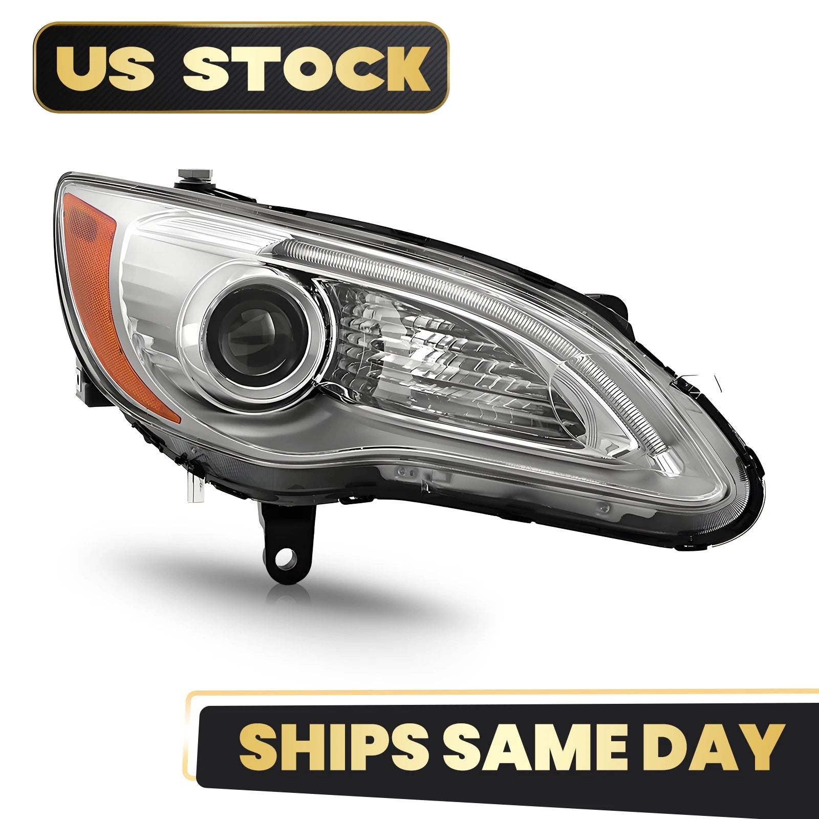 LED DRL Chrome Halogen Projector Headlight Right for Chrysler 200 (2011–2014)