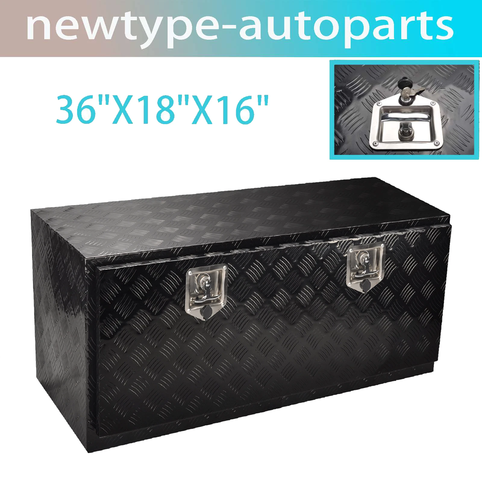 36" x 17" x 18" Black Aluminum Tool Box for Pickup Truck (Fits )