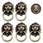 5Pc Antique Lion Head Door Pull Handle for Cabinet Drawer Dresser