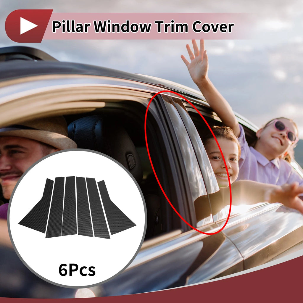 Door Pillar Window Trim for Nissan X-Trail/Rogue (2021–2022) Black Carbon Fiber