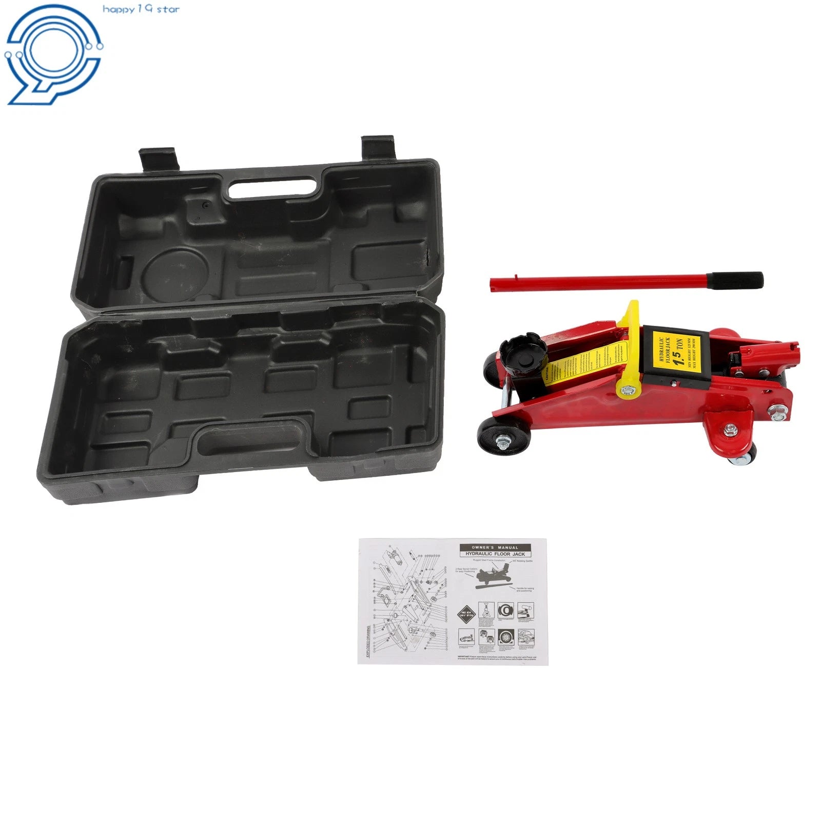1.5 Ton Hydraulic Floor Jack with Carrying Case for Universal Use