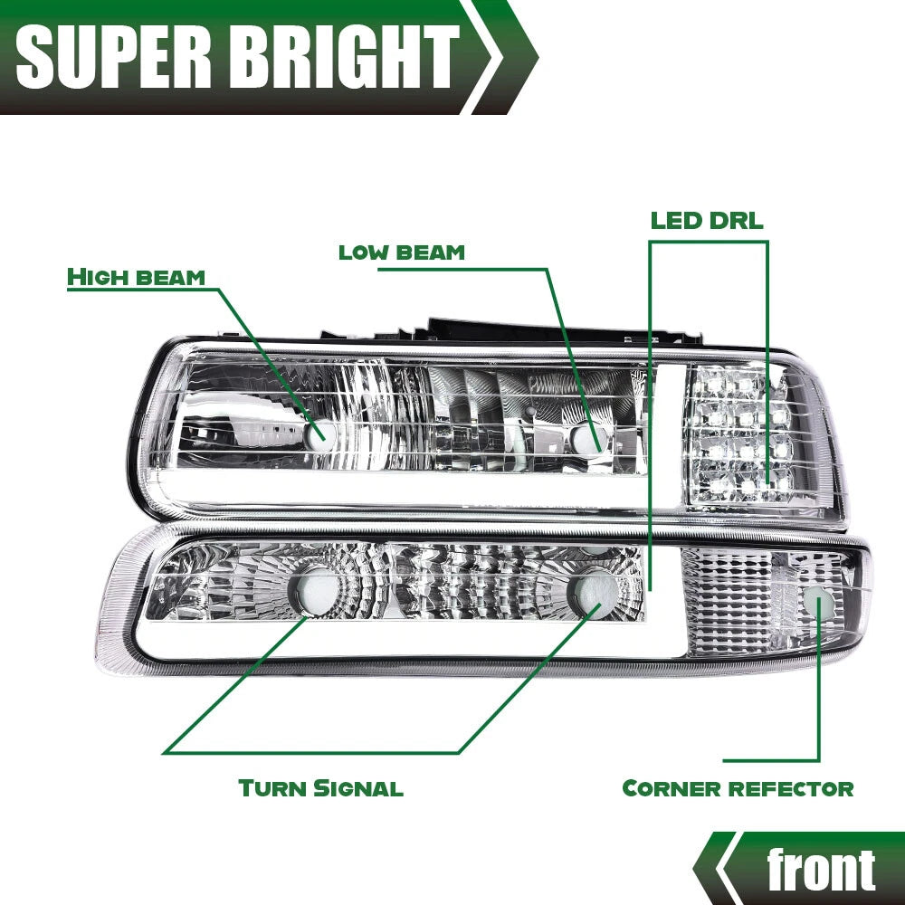 LED DRL Headlight and Bumper Lamps for Chevy Silverado 1500 2500 HD