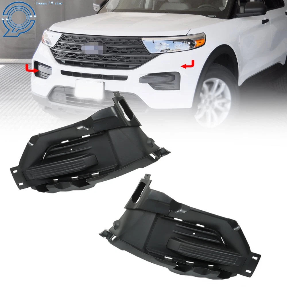 Set of 2 Fog Light Cover Trims for Ford Explorer (2020–2022) Black Clear