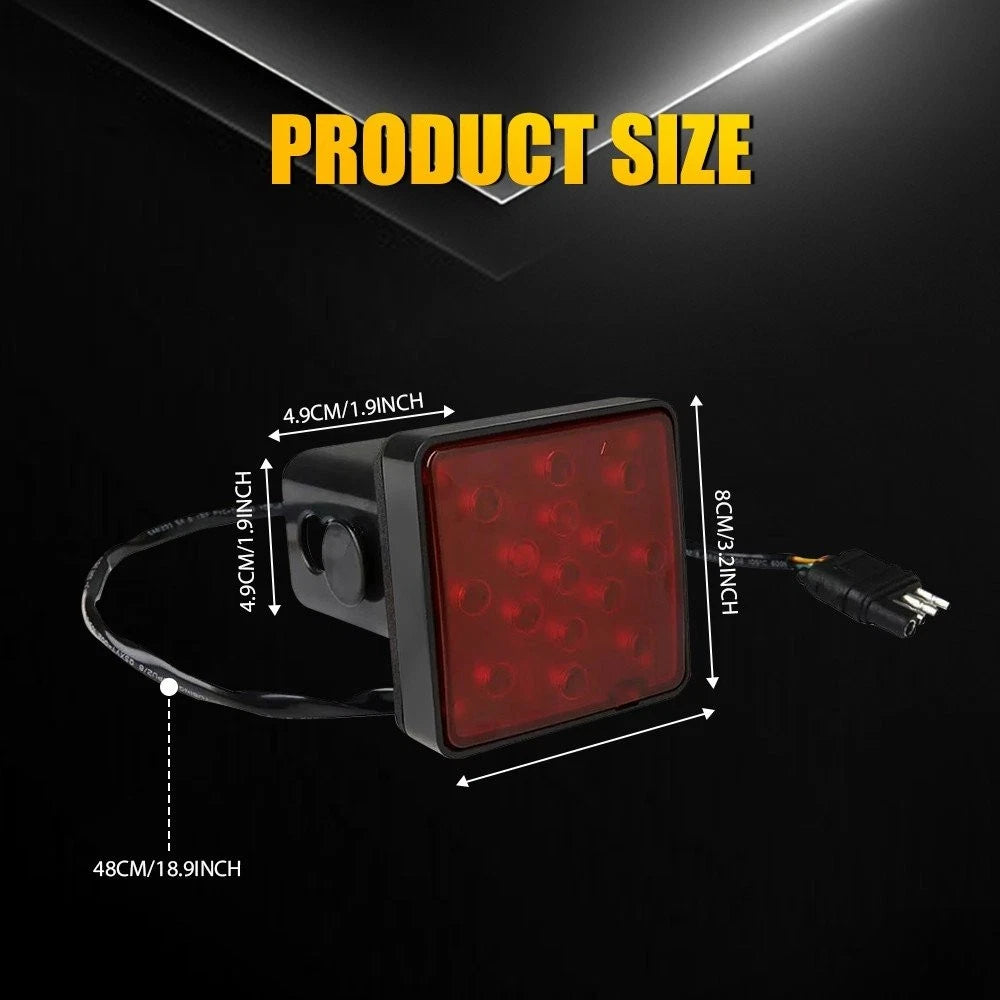 2X 15-LED Brake Light Trailer Hitch Cover for Towing 2" Red Lens