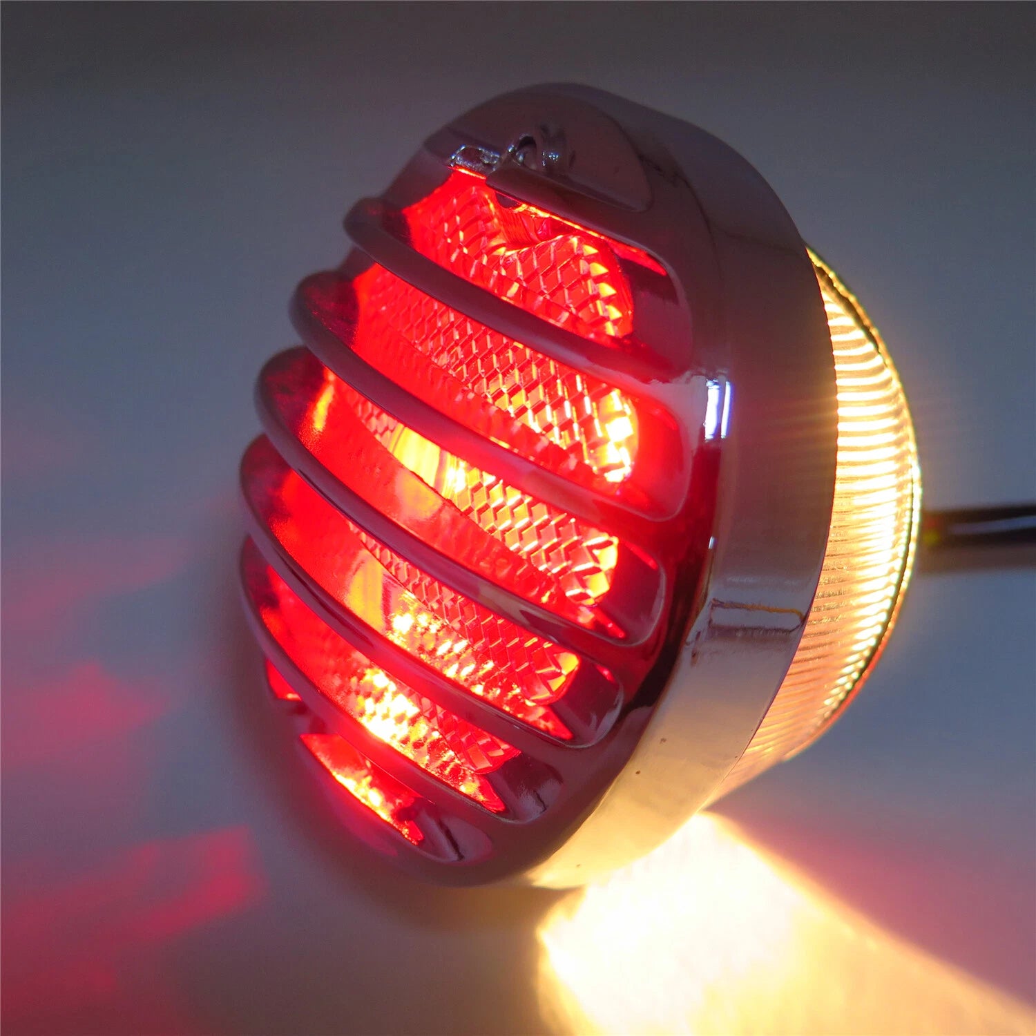 LED Tail Brake Light Grille for - Chrome, Red Lens