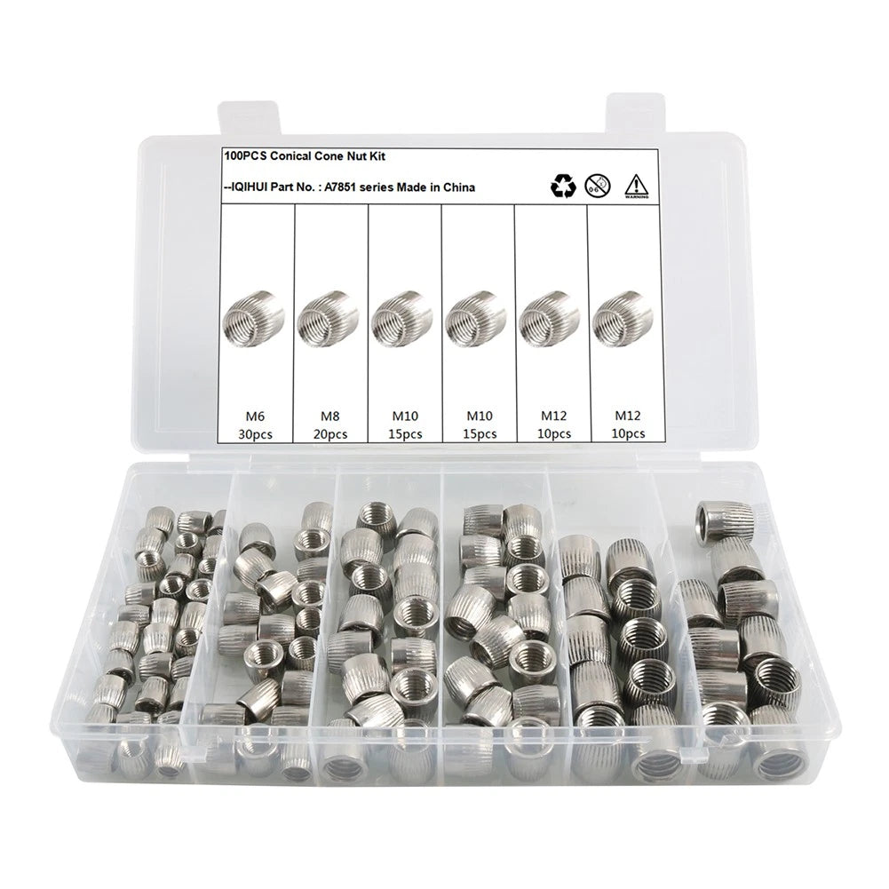 100pcs Stainless Steel Conical Screw Cap Tapered Cone Nut