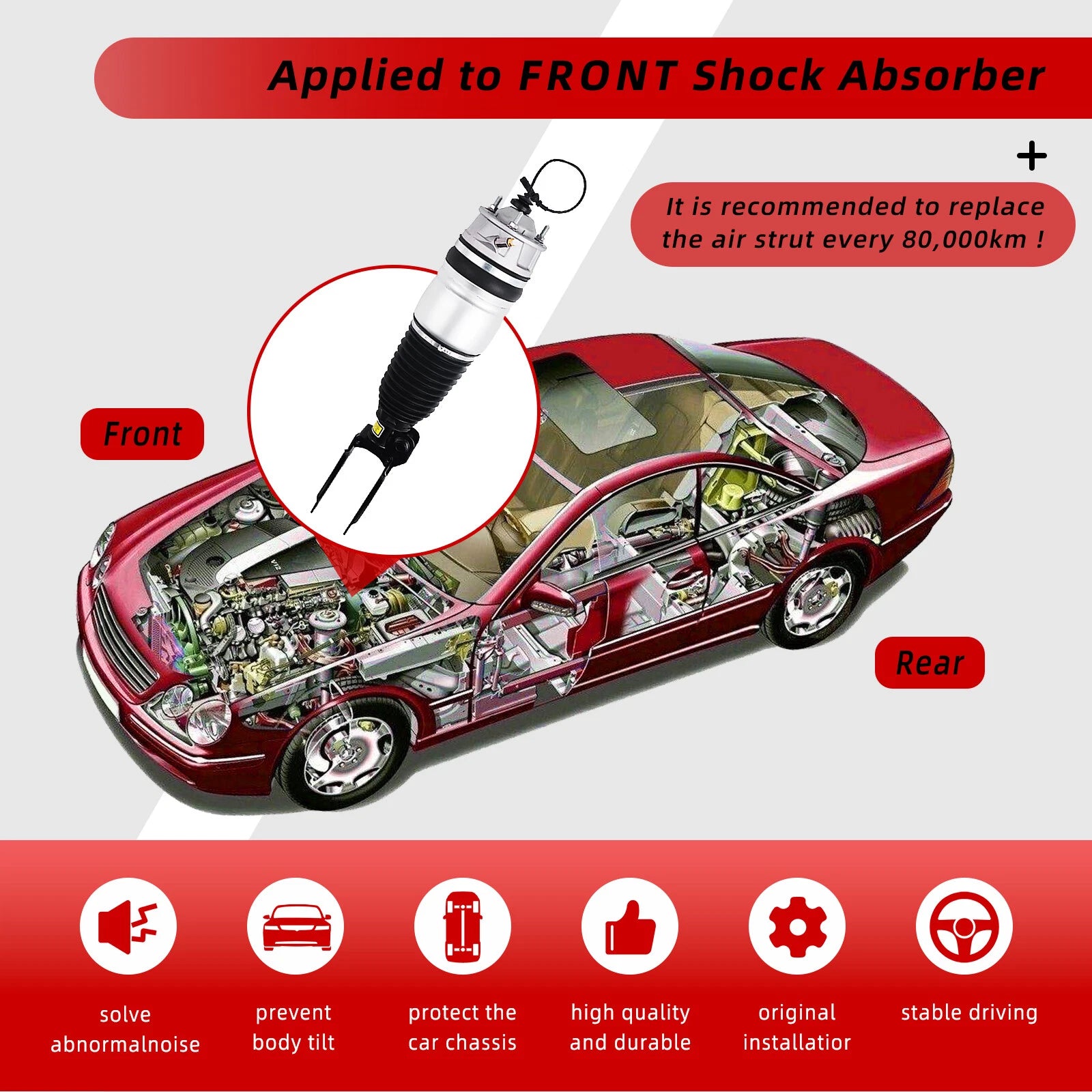 Air Suspension Strut Shock Front Left for Porsche Cayenne (2011-2018)