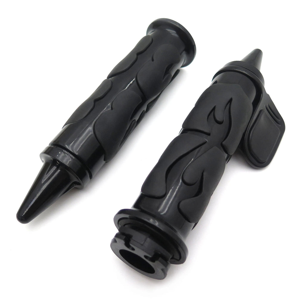Black Flame Spike Handle Bar Grip 7/8" for Honda Suzuki Kawasaki (Y)