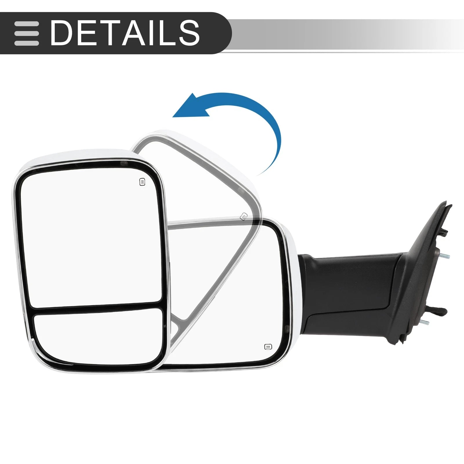Tow Mirrors for Dodge Ram 1500 (1 Pair, LED Turn Signal Light, Silver Tone)
