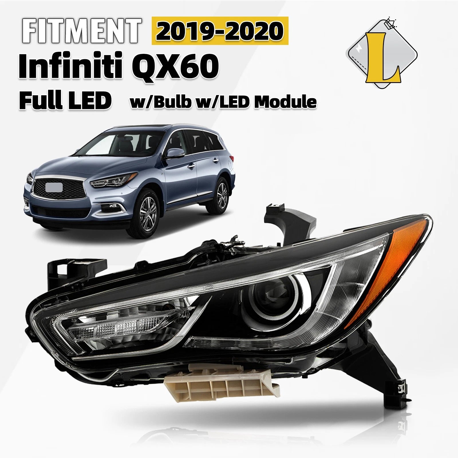 Full LED Headlight for Infiniti QX60 (2019–2020) w/Module w/o Motor