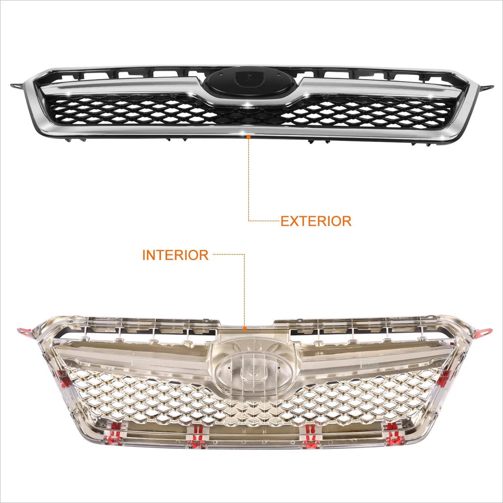Front Grille Assembly w/Badge Slot & Chrome Moulding for Subaru XV Crosstrek (2013–2015)