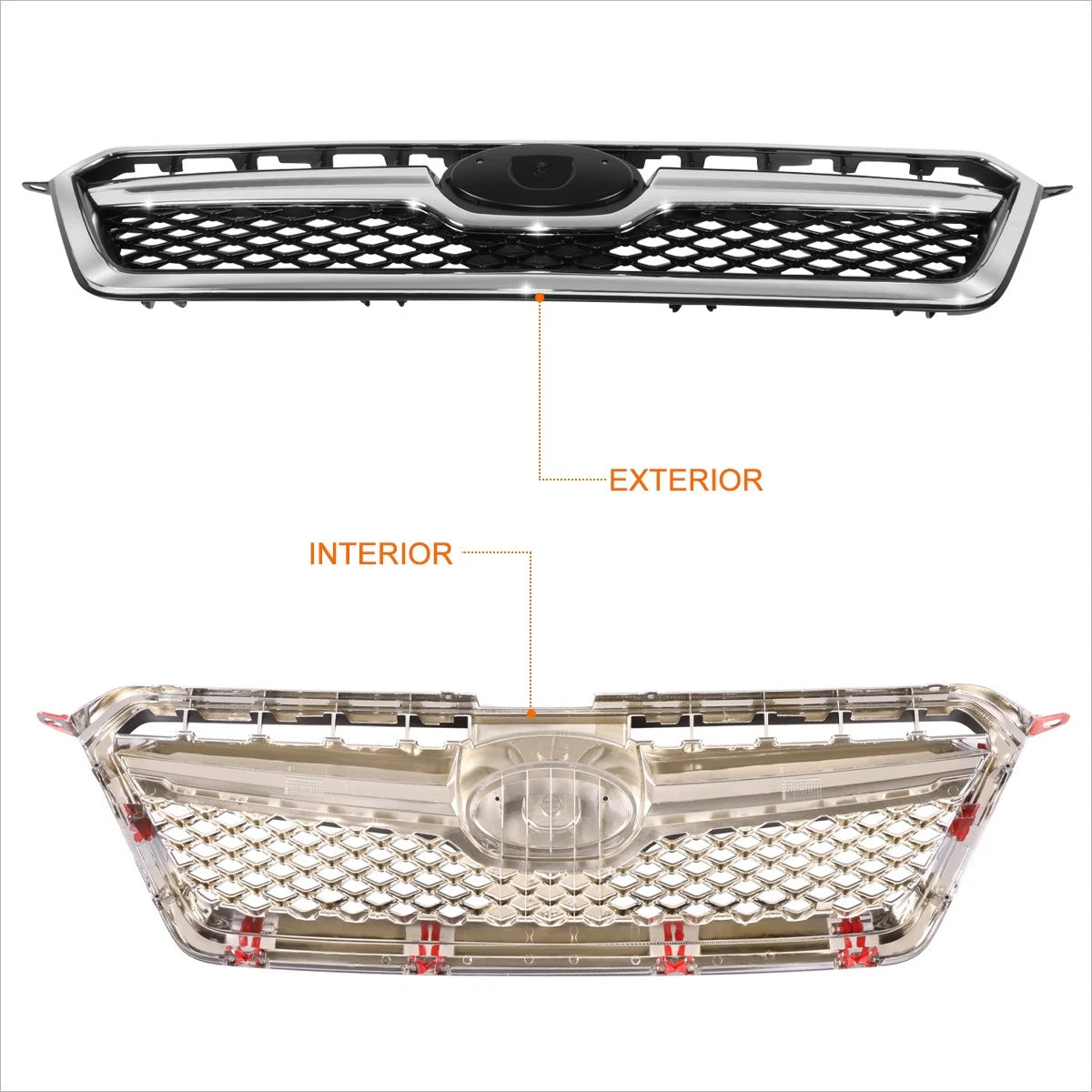 Front Grille Assembly w/Badge Slot & Chrome Moulding for Subaru XV Crosstrek (2013–2015)
