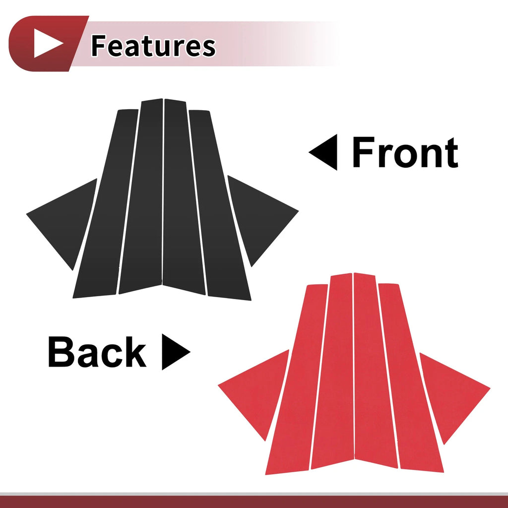 6 Pcs Door Pillar Window Trim for KIA Cerato (2009–2012) Black