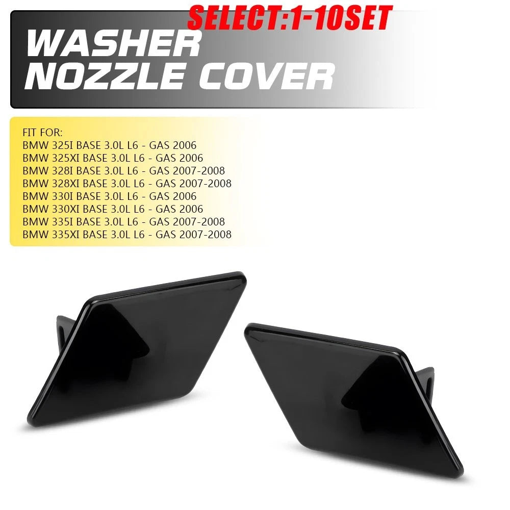 Set of 2 Front Headlight Washer Nozzle Cover Caps for BMW 325i 328i 330i 335i (2006–2008)