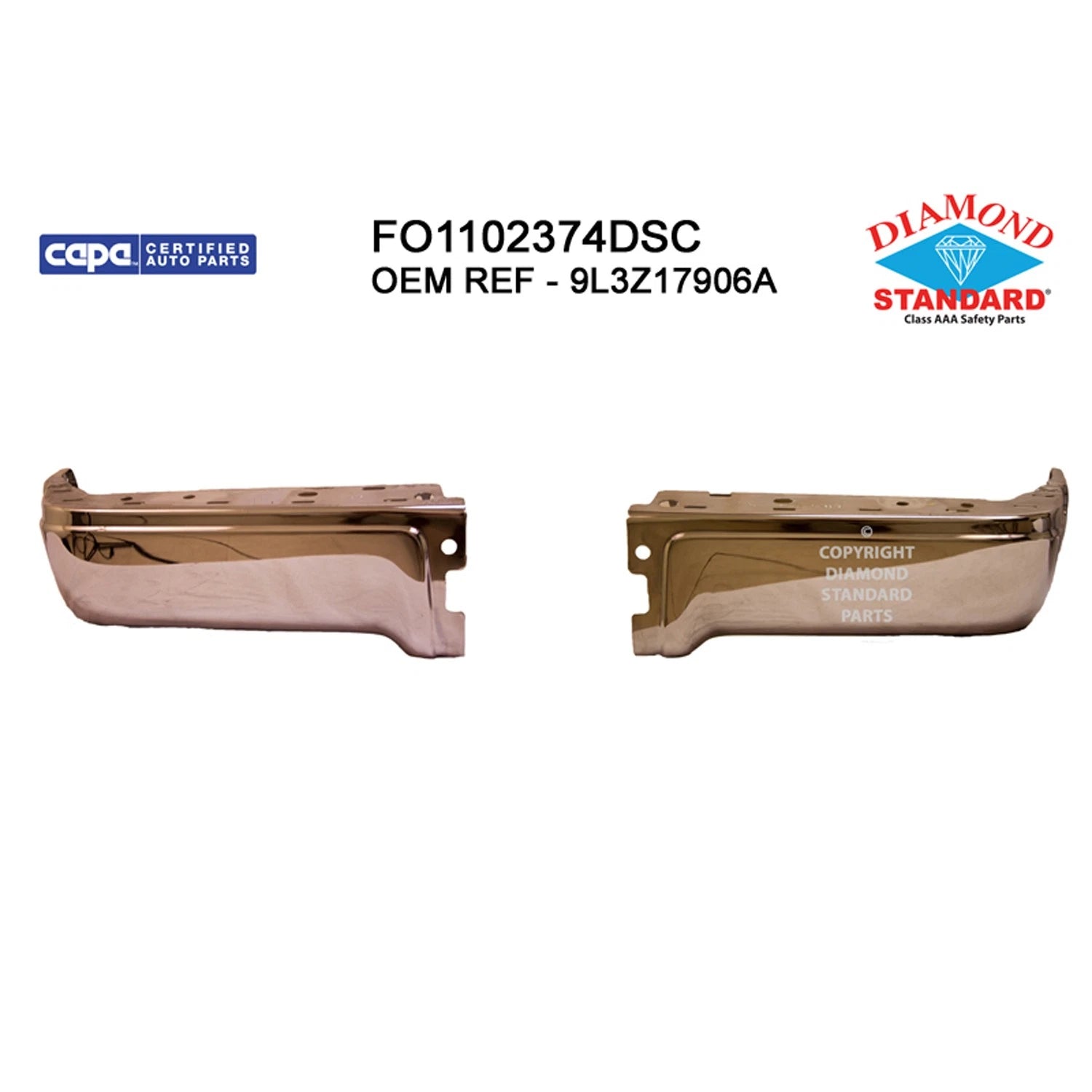 Replacement Chrome Step Bumper Face Bar 2-Piece Set w/o Park Assist Sensor Holes