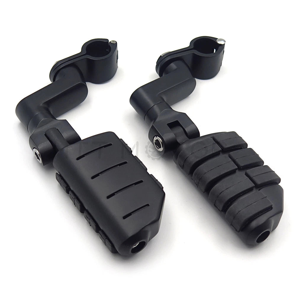 Offset 1" Wing Foot Pegs Clamps for Harley Suzuki Kawasaki