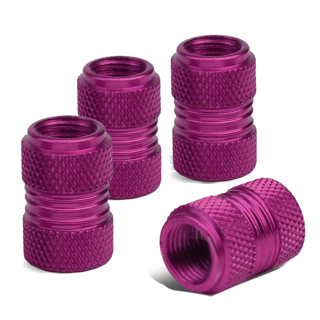 Set of 4 17MM Purple Universal Tire Rim Valve Stem Caps Knurled