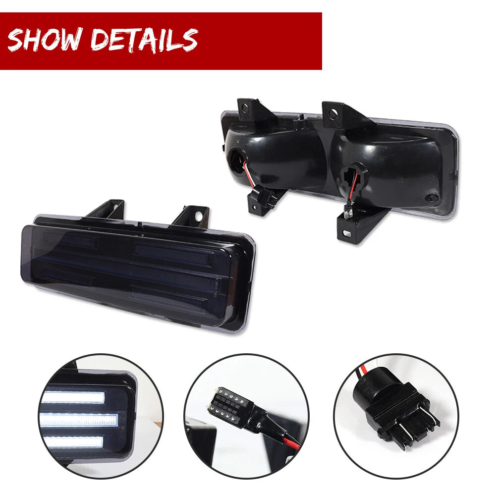 2X Smoked Switchback LED DRL Signal Lights for Chevy GMC Van
