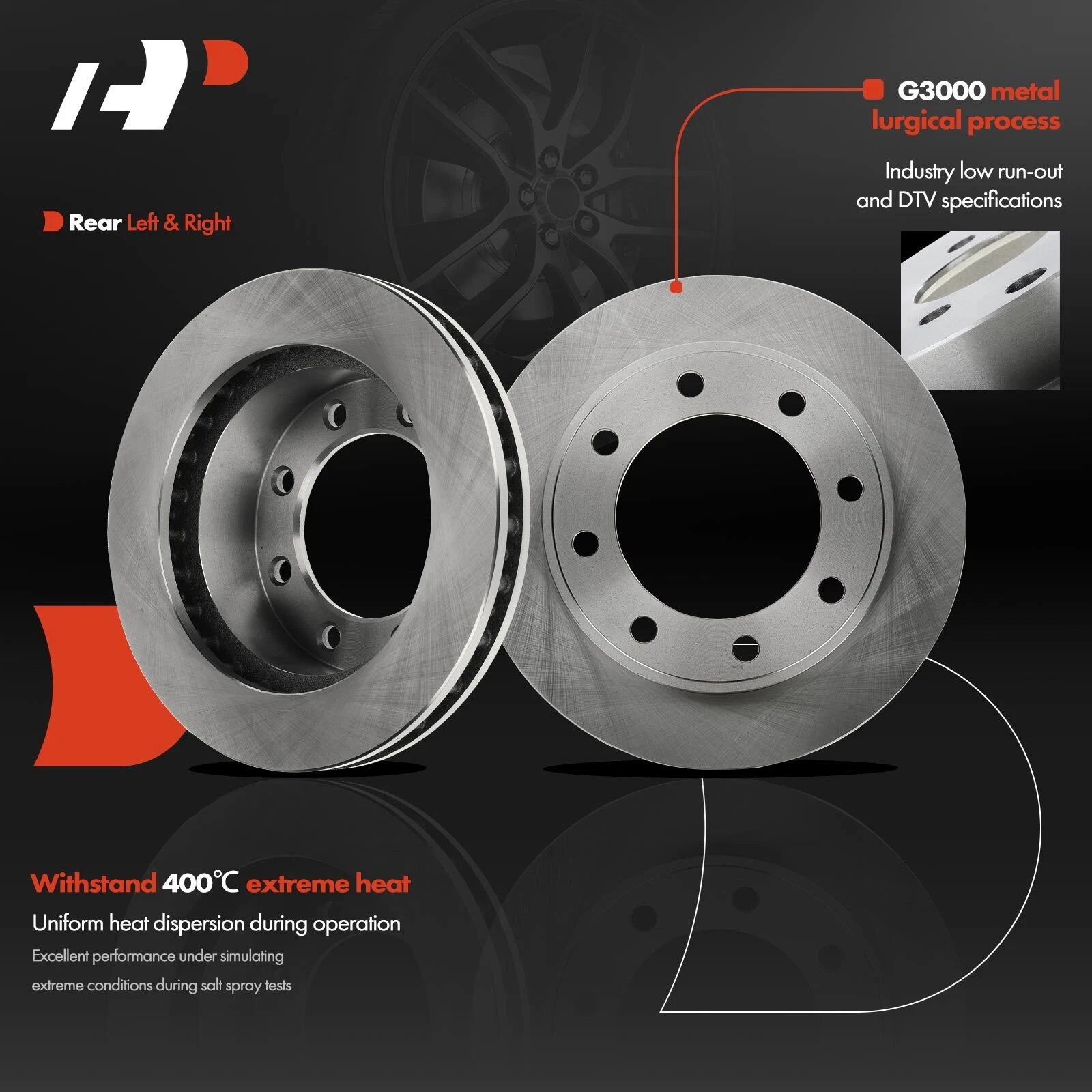 Set of 2 Front & Rear Disc Brake Rotors for Ford F-250 F-350 (1999–2023)